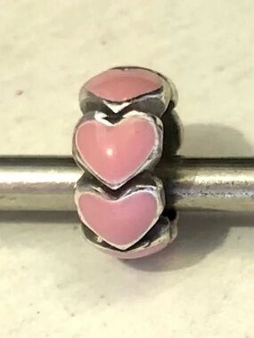 Retired Brighton Pink Ring Of Hearts Spacer Pink Enamel Bead
